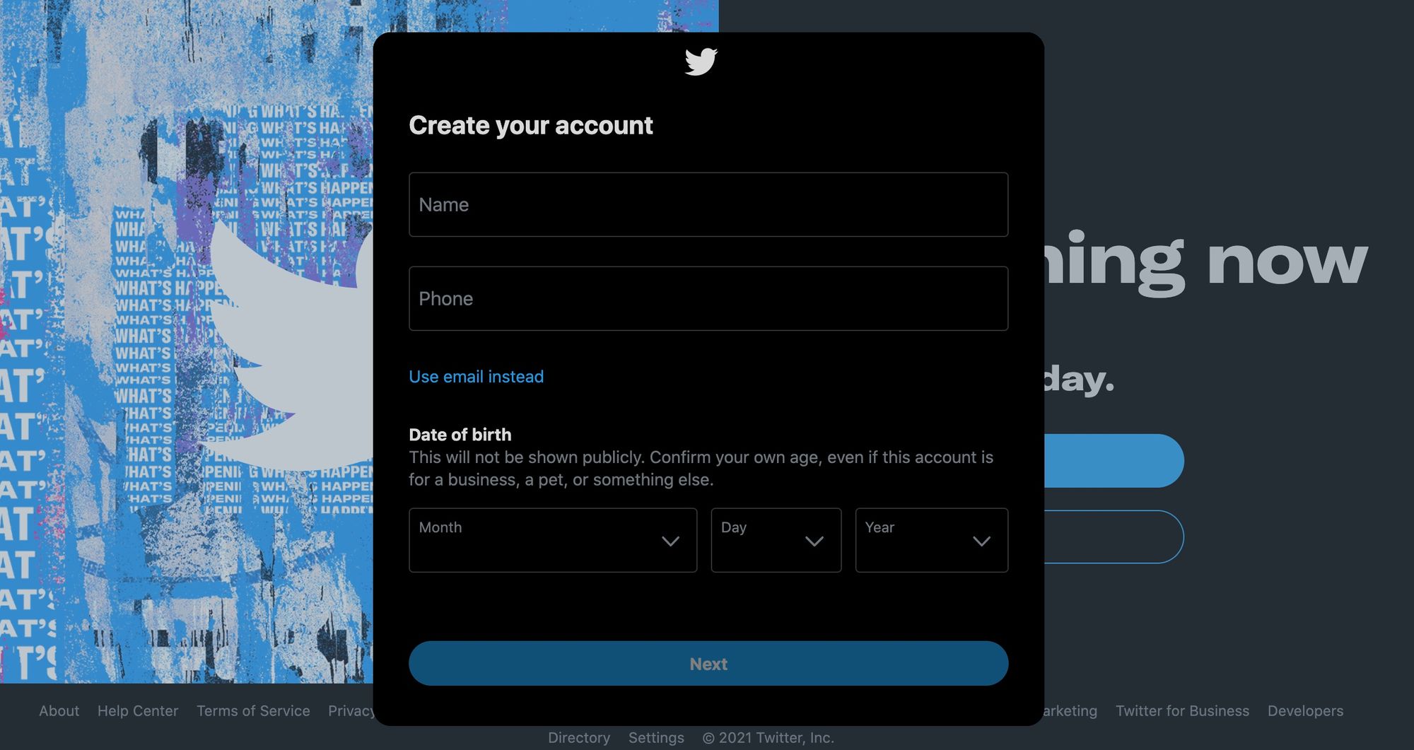 Twitter-create-account